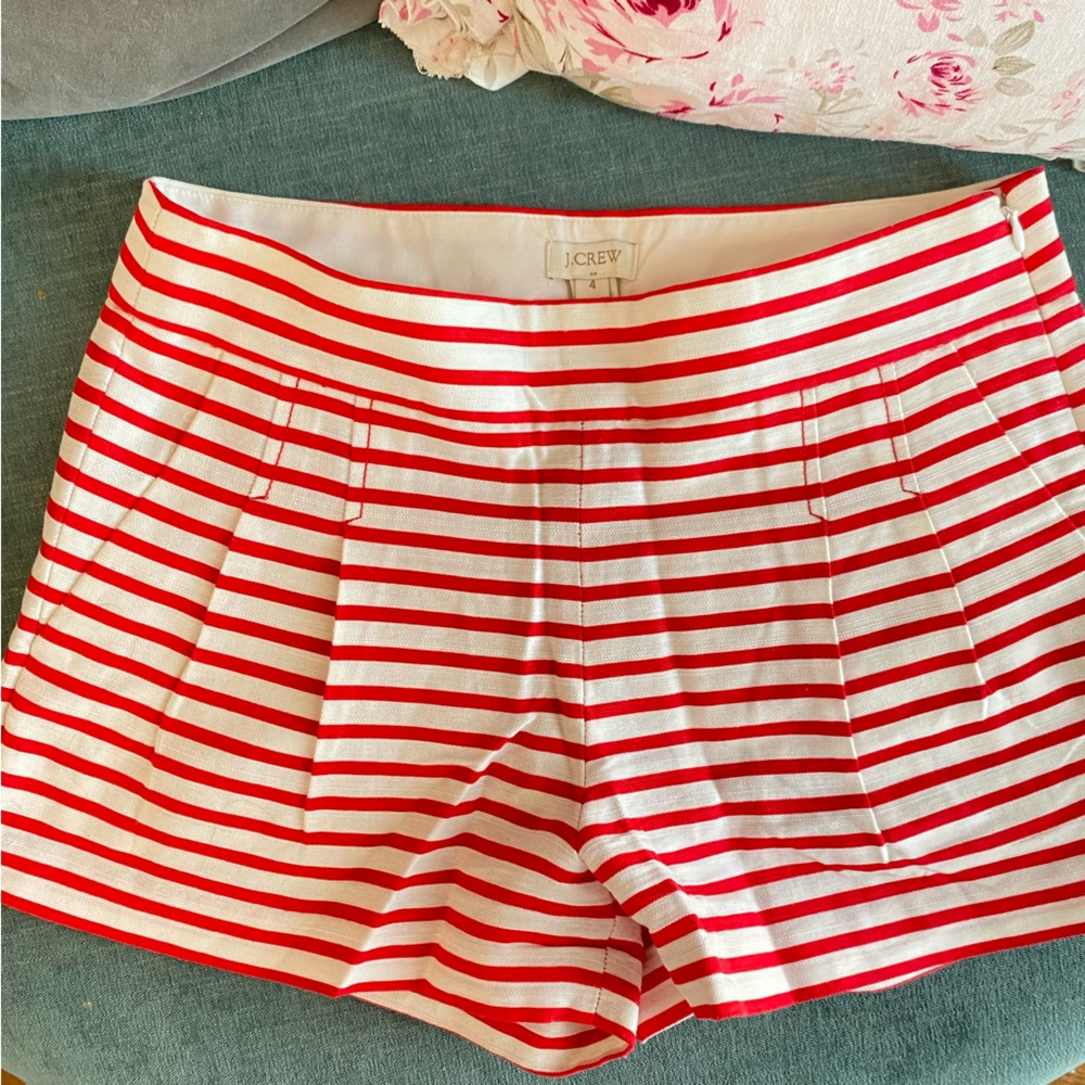 J. Crew Red and White Striped Shorts